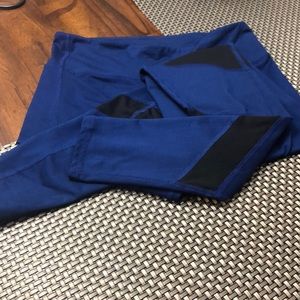 DEEP ROYAL BLUE LEGGINGS WITH SHEER SEE THRU BLACK